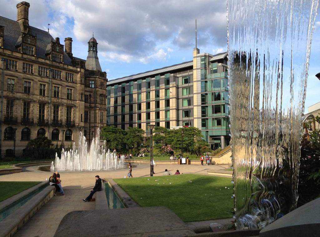 a fountain in the centre of sheffield