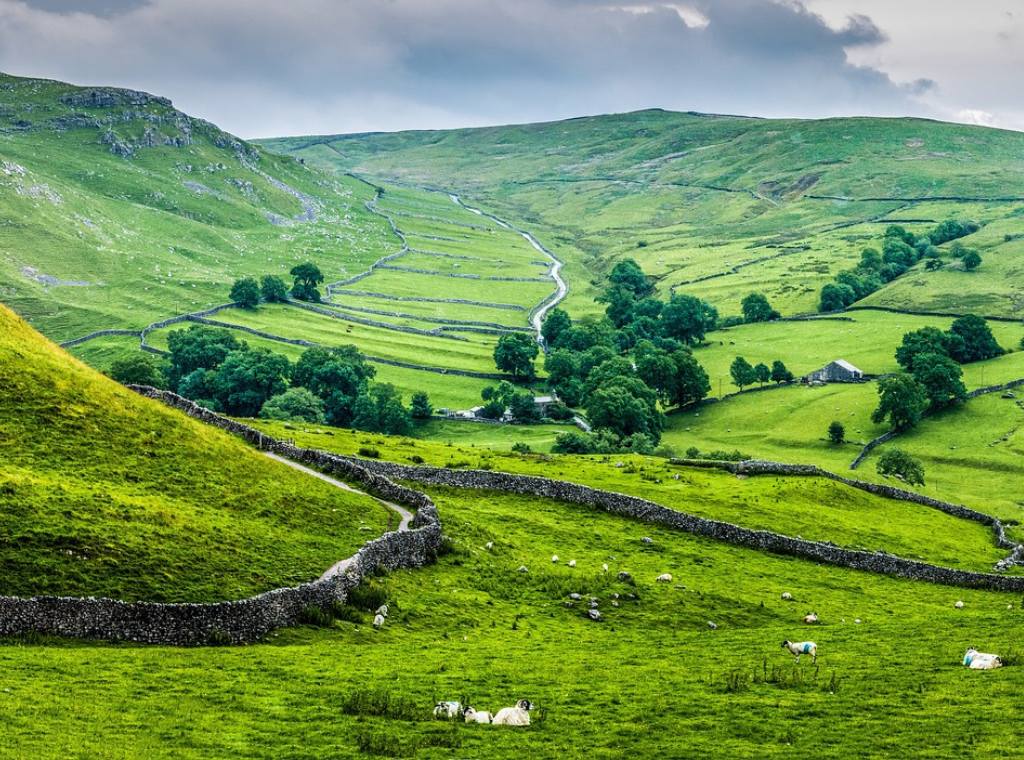 green rolling hills in the Yorkshire Dales National Park